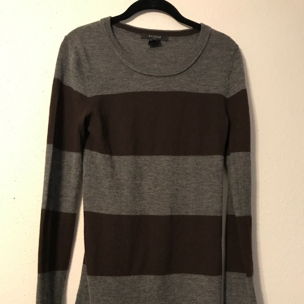SCOOP NYC BROWN/GRAY CASHMERE SWEATER